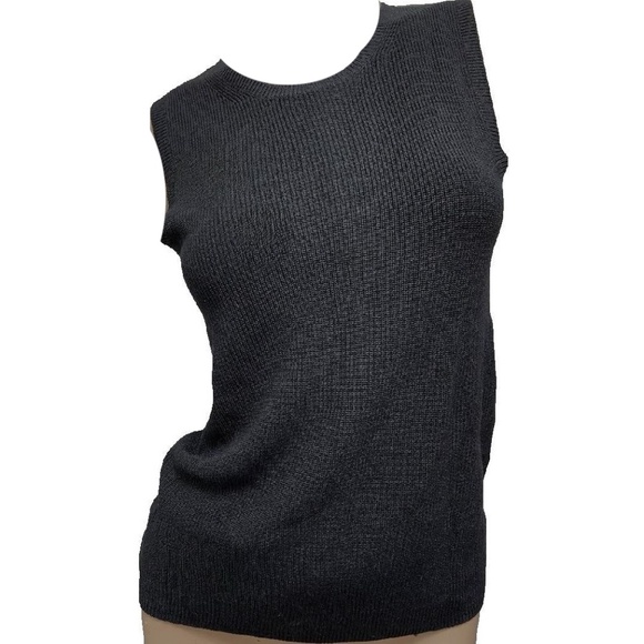 August Silk Knits Black Tank Sweater LARGE 100% Silk - Picture 8 of 8